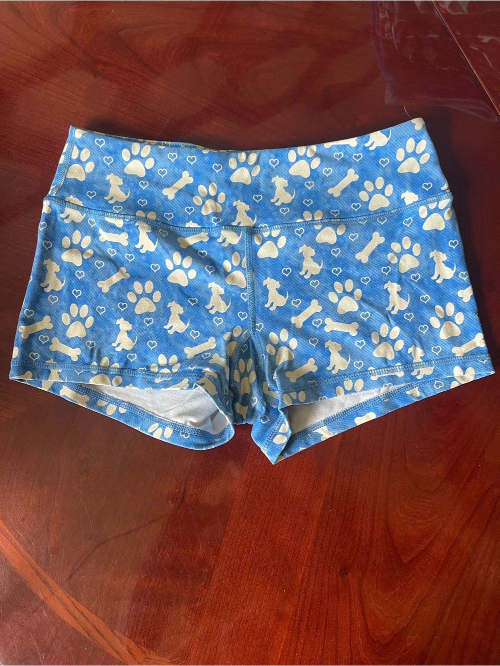 Savage Barbell Blue Women's Pet Paw Print Athletic Shorts